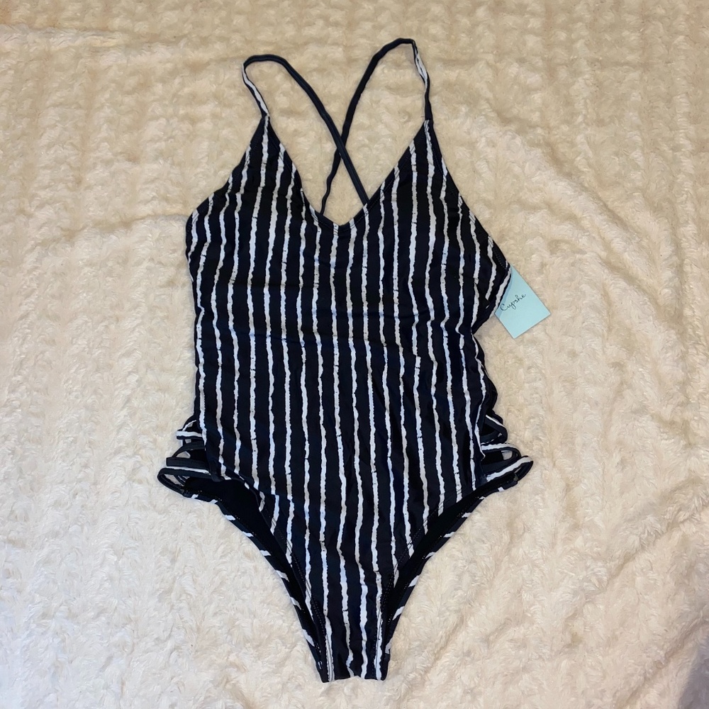 Striped Black and White One-piece